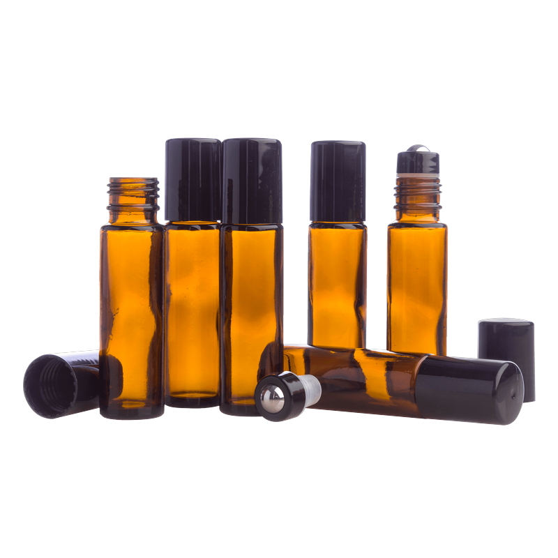 10ml jantarové lahvičky s kuličkovým aplikátorem, 6 ks