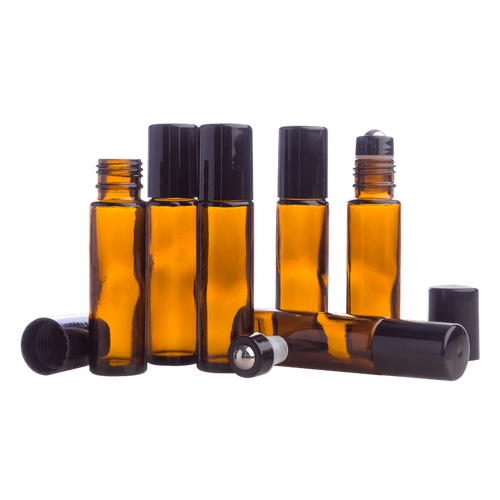 10ml jantarové lahvičky s kuličkovým aplikátorem, 6 ks